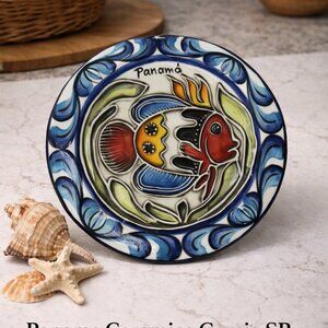 Panama Ceramica Garcia SR Hand Crafted Tropical Fish Decorative Plate 7 inch